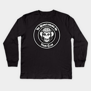 Monkeybrains ink fiend club button on dark colors Kids Long Sleeve T-Shirt